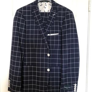Paisley & Gray Navy Window Pane Suit